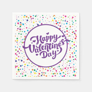 Happy Valentine's Day Colorful Confetti Paper Plat Napkin