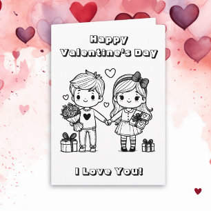 Happy Valentine's Day Colour Me Page Card