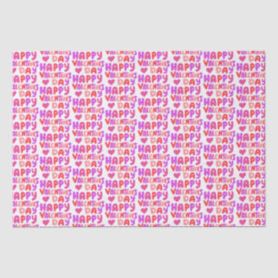 Happy Valentines Day Colourful Modern Lettering Tissue Paper