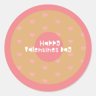 Happy Valentines Day Confetti Polka Hearts Doughnu Classic Round Sticker