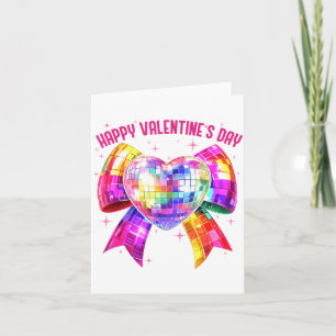 Happy Valentine's Day Coquette Disco Ball Heart Gi Card