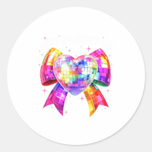 Happy Valentine's Day Coquette Disco Ball Heart Gi Classic Round Sticker