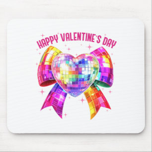 Happy Valentine's Day Coquette Disco Ball Heart Gi Mouse Pad