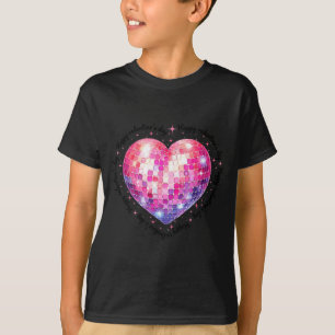 Happy Valentine's Day Coquette Nk Disco Ball Heart T-Shirt