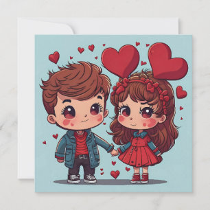 Happy Valentine's Day couple flat card