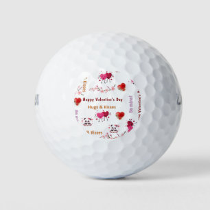 Happy Valentine's Day Couple Hearts Golf Ball 