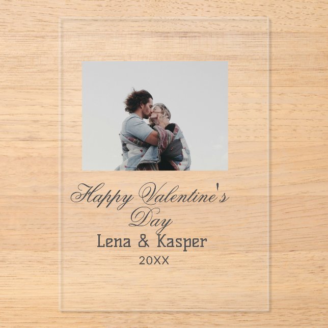 Happy Valentine's day couple photo modern simple t Acrylic Invitations (Front)