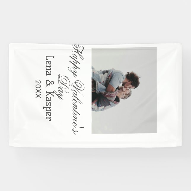 Happy Valentine's day couple photo modern simple t Banner (Horizontal)