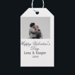 Happy Valentine's day couple photo modern simple t Gift Tags<br><div class="desc">Design for couple love</div>