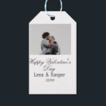 Happy Valentine's day couple photo modern simple t Gift Tags<br><div class="desc">Design for couple love</div>