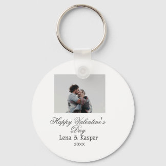 Happy Valentine's day couple photo modern simple t Key Ring