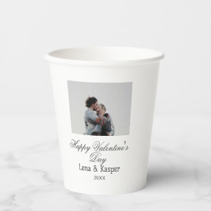 Happy Valentine's day couple photo modern simple t Paper Cups