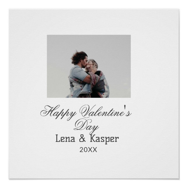 Happy Valentine's day couple photo modern simple t Poster (Front)