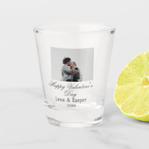 Happy Valentine's day couple photo modern simple t Shot Glass
