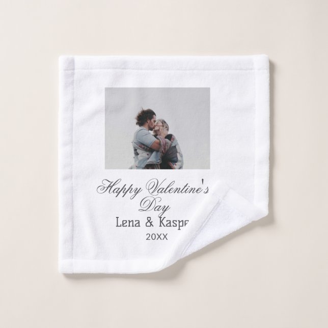 Happy Valentine's day couple photo modern simple t Wash Cloth (Wash Cloth)