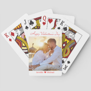 happy valentines day couple photo romantic chic playing cards