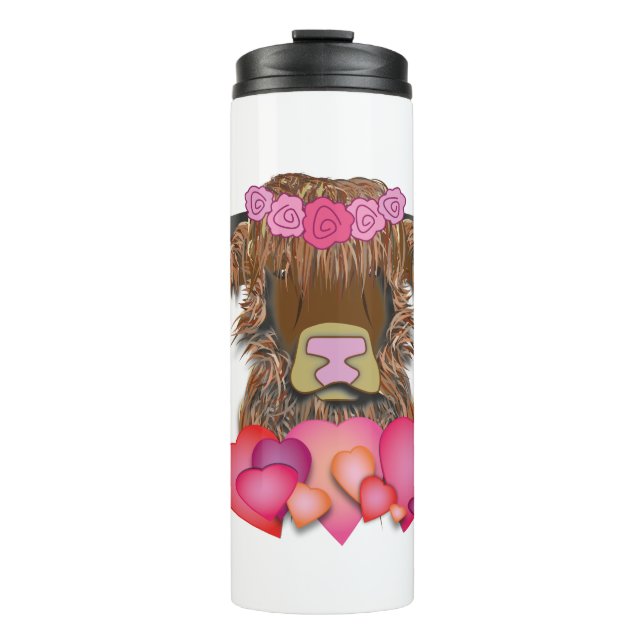 Happy Valentines Day Cow Thermal Tumbler (Front)