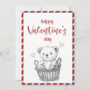 Happy Valentine's Day – Cozy Bear in Basket Card