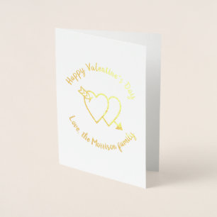 Happy Valentine's Day cupid hearts custom script Foil Card