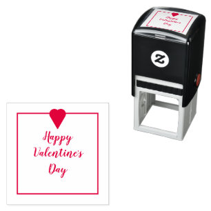 Happy Valentine's Day Cursive Script Heart Self-inking Stamp