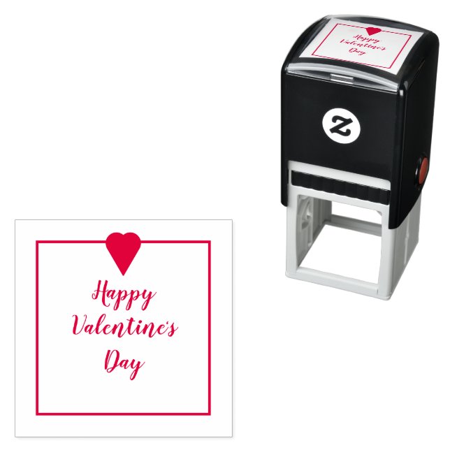Happy Valentine's Day Cursive Script Heart Self-inking Stamp (In Situ)