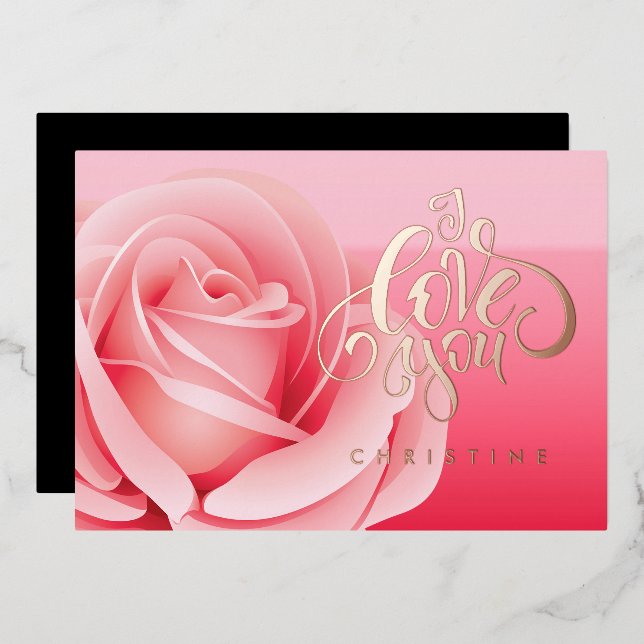 Happy Valentine's Day, Custom Name Foil Card (Front/Back)