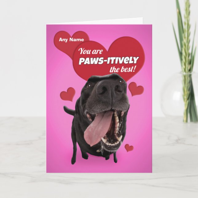 Happy Valentine's Day Custom Name Funny Dog Holiday Card (Front)