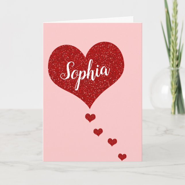 Happy Valentine's Day Custom Name Holiday Card (Front)