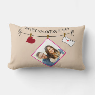 Happy Valentine's Day custom photo love heart Lumbar Cushion