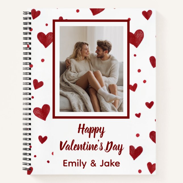Happy Valentine's Day Custom Photo Notebook (Front)