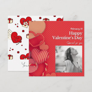Happy valentine's day Custom Photo Red Hearts Card