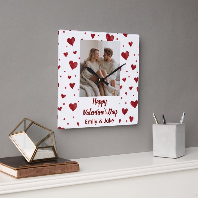 Happy Valentine's Day Custom Photo Wall Clock (Office)
