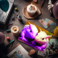 Happy Valentine's Day Cute Axolotl Couple AI art