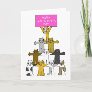 Happy Valentine's Day Cute Cartoon Cats Holiday Card