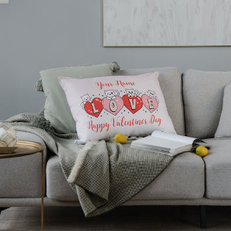 Happy Valentine's Day, Cute Cats With Hearts Lumbar Cushion