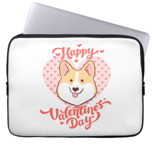 Happy Valentines Day Cute Corgi Dog Laptop Sleeve