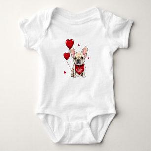 Happy Valentine's day! Cute french bulldog  Baby Bodysuit
