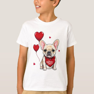 Happy Valentine's day! Cute french bulldog  T-Shirt