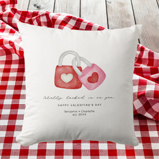 Happy Valentine's Day Cute Fun Locks Hearts Custom Cushion