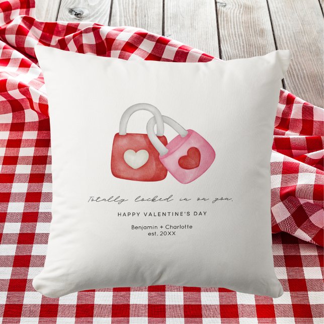 Happy Valentine's Day Cute Fun Locks Hearts Custom Cushion (Creator Uploaded)