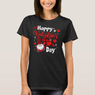 Happy Valentine's Day Cute Gnome Heart Plaid Gifts T-Shirt