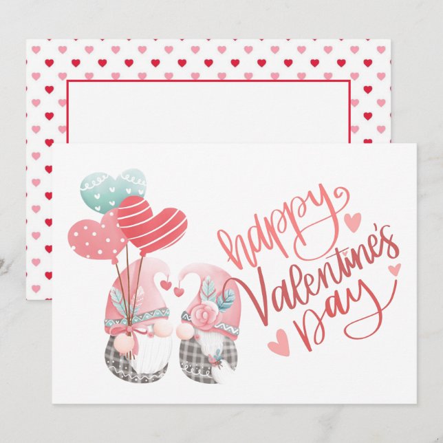 Happy Valentine's Day Cute Gnome Photo Valentine Card (Front/Back)