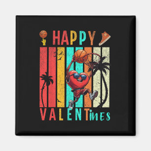 Happy Valentines Day Cute Heart Playing Basketball Magnet
