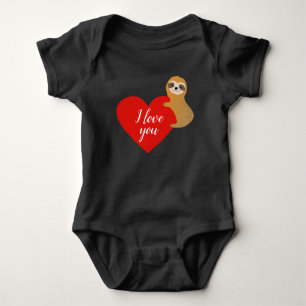 Happy Valentine's Day   Cute Heart Sloth Baby Bodysuit