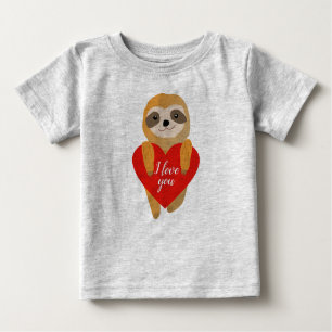 Happy Valentine's Day   Cute Heart Sloth Baby T-Shirt