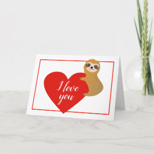 Happy Valentine's Day   Cute Heart Sloth Holiday Card