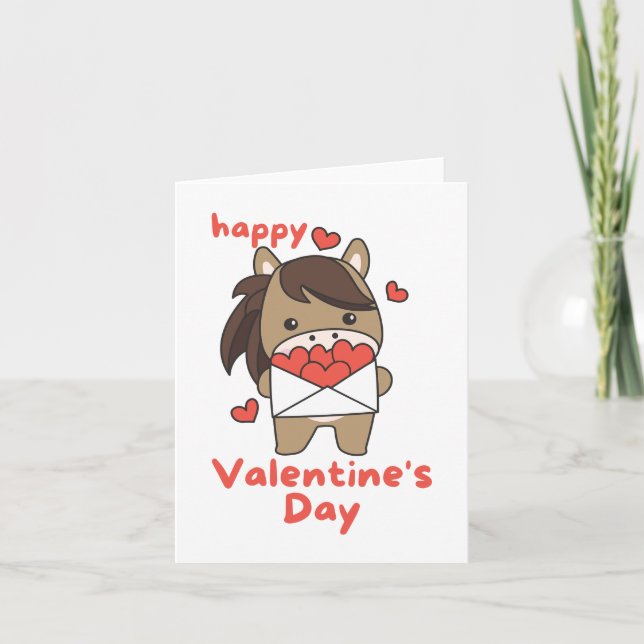 Happy Valentine's Day cute Horse Holiday Card (Front)