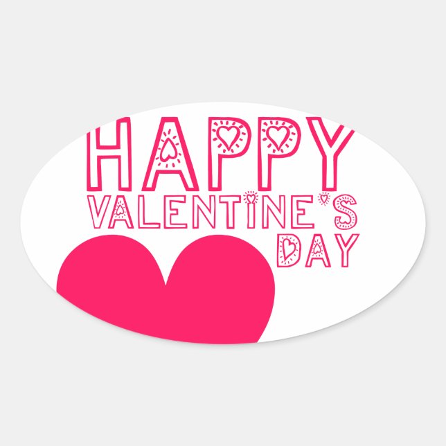 Happy Valentine's day Cute Oval Sticker (Front)