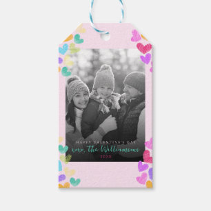 Happy Valentines Day Cute Pastel Hearts Photo Gift Tags