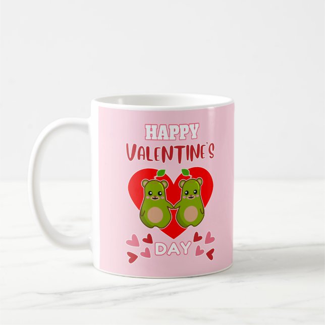 HAPPY VALENTINE'S DAY Cute Pear Bear Pair Coffee Mug (Left)